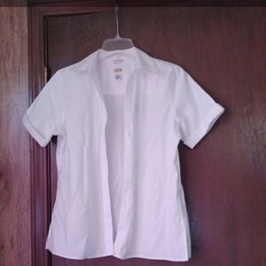 Talbots White Short-Sleeve Button-Down Shirt